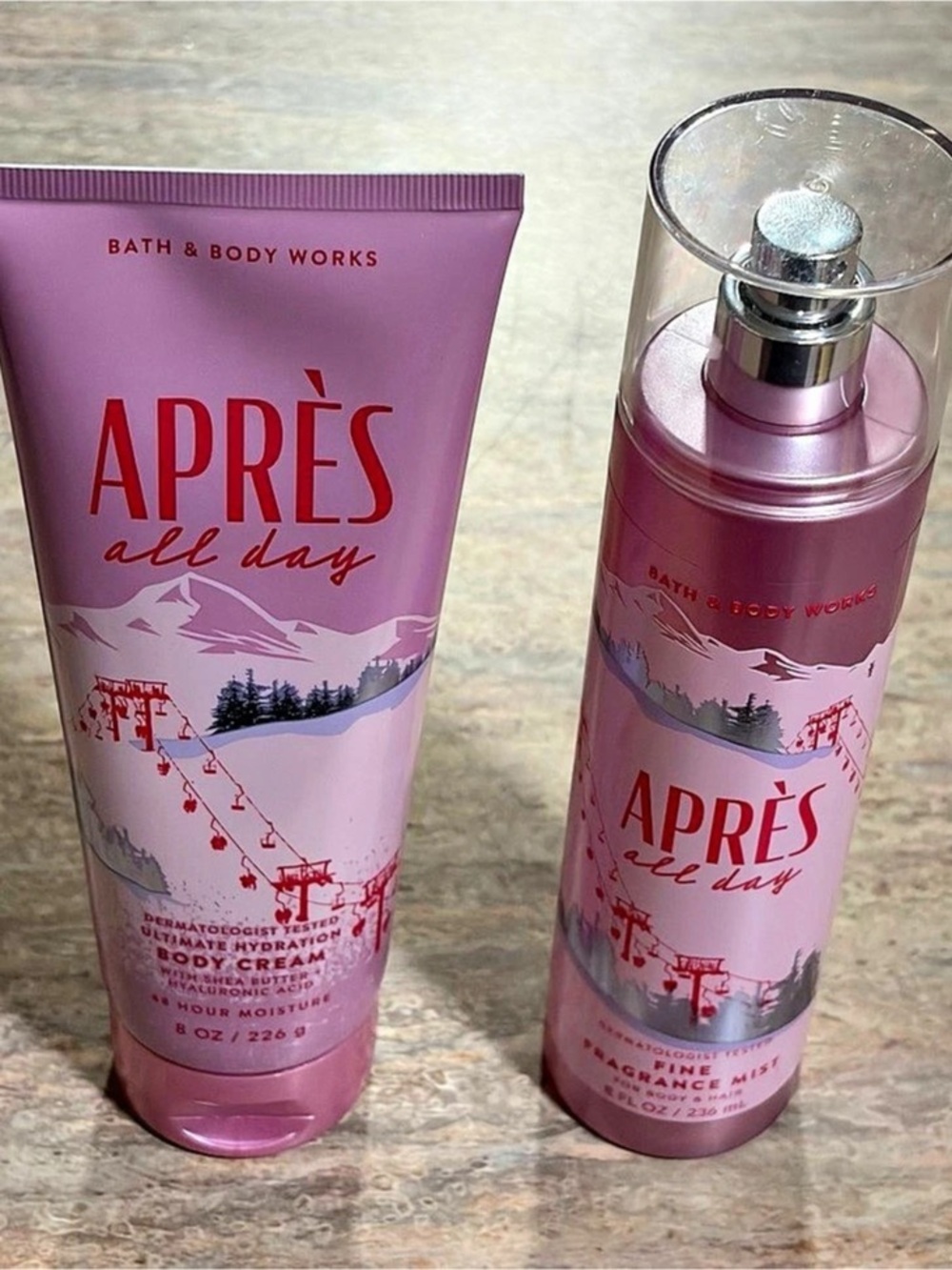 Bath & Body Works Après All Day Body Cream & Fragrance Mist Pink NWT